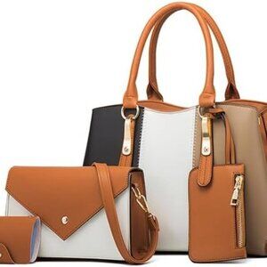 Fashionable Synthetic Leather 4-Piece Handbag Set - Stylish & Practical